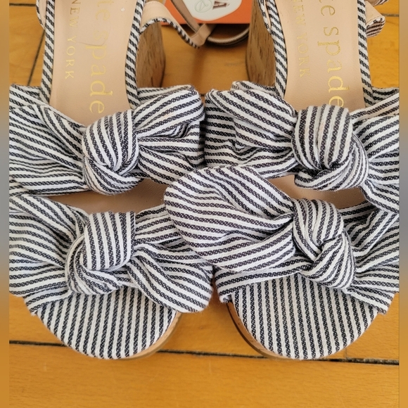 Kate Spade Blue Striped Women's Platform Sandals - Picture 6 of 7